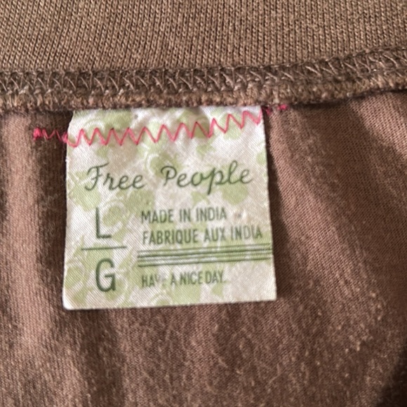 FREE PEOPLE VINTAGE FLOWER POWER BOHO EMBROIDERED BROWN SKIRT SIZE L - Picture 8 of 11